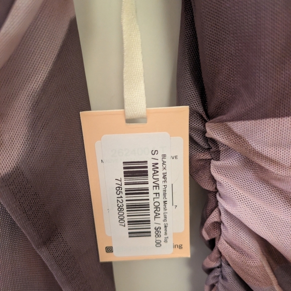 BLACK TAPE Printed Mesh Long Sleeve Top in mauve floral.This BLACK TAPE Printe - Picture 5 of 5